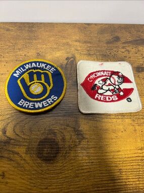 Milwaukee Brewers & Cincinnati Reds Vintage MLB Patches - Blue, Yellow & Red
